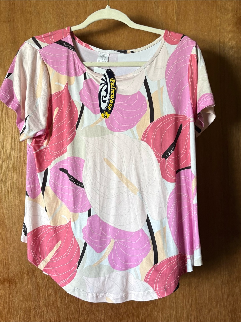 Palmwave Tropical Pink Short Sleeve Women's Top, Size M, NWT
